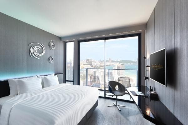 Deluxe Corner Double room with balcony and with sea view full double bed